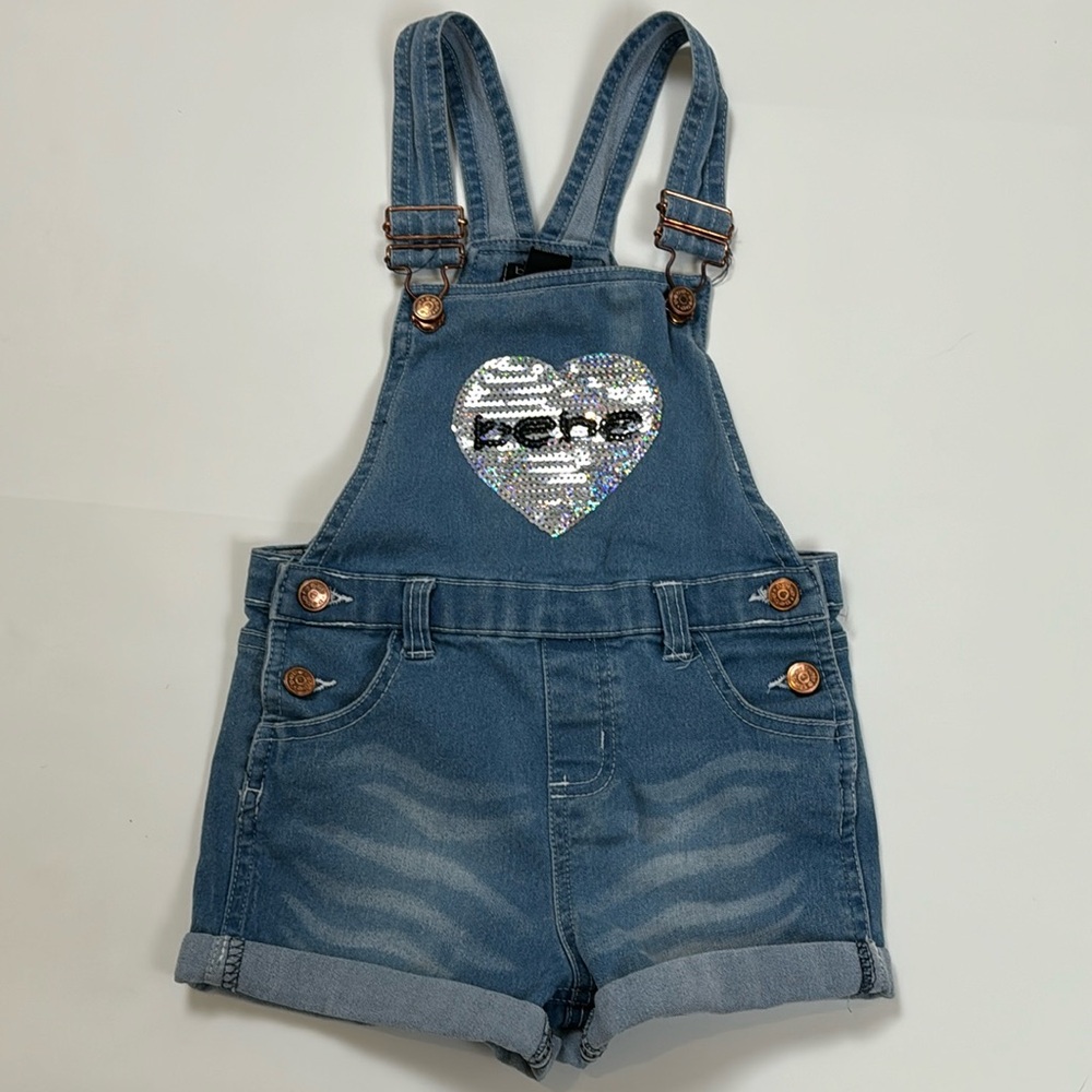 Bebe Girls 3T Overalls embellished with Sequins Cotton Blend NWOT